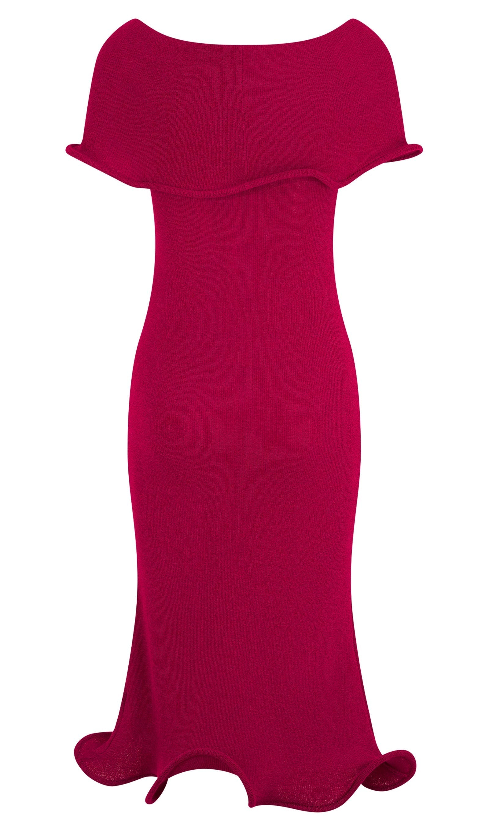 Omuz Açık Örgü Midi Elbise