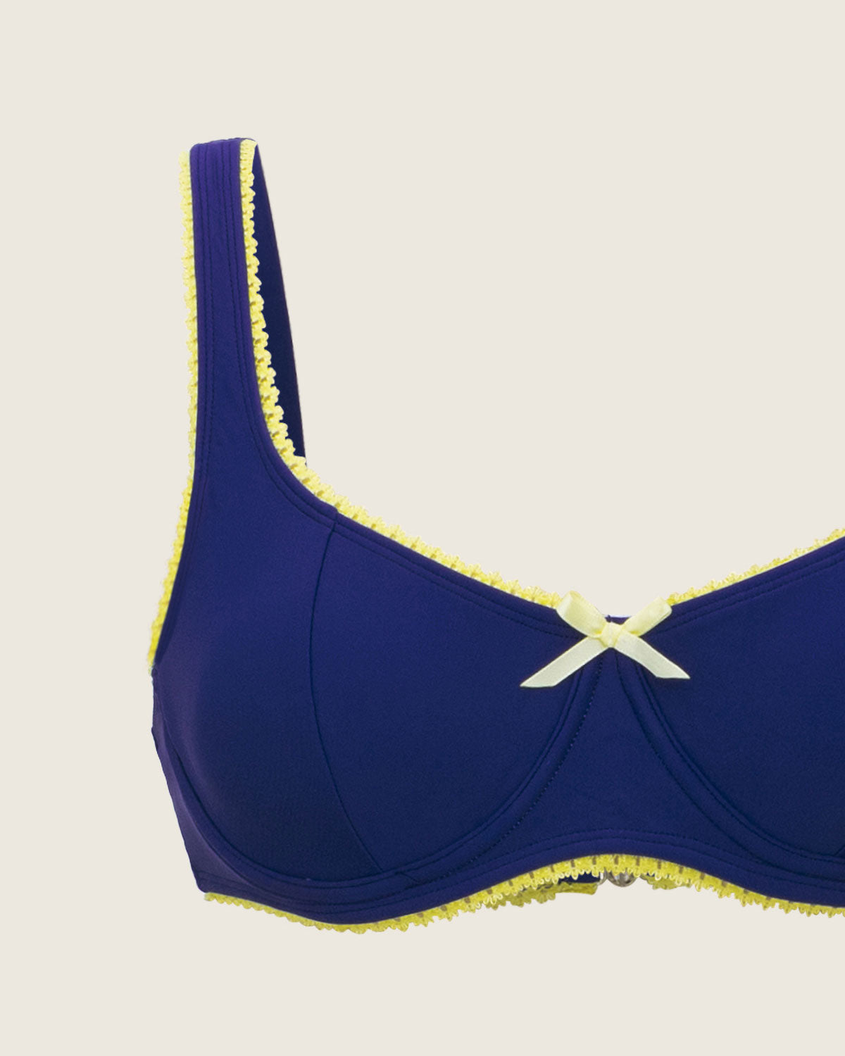 Mavi Dantelli Kontrast Balenli Bikini Takımı