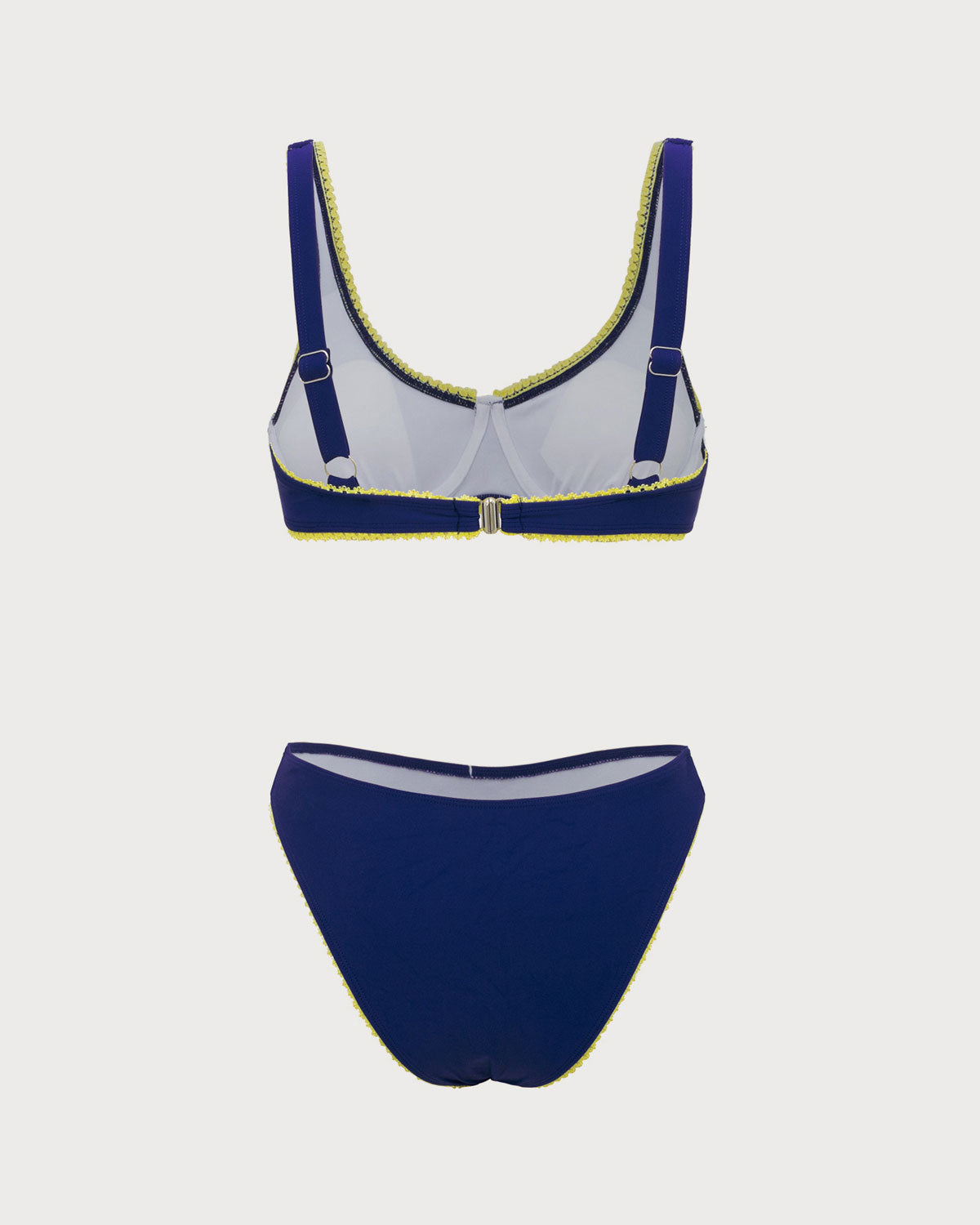 Mavi Dantelli Kontrast Balenli Bikini Takımı