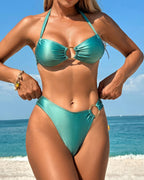 Yeşil O-Ringli Halter Bikini Takımı