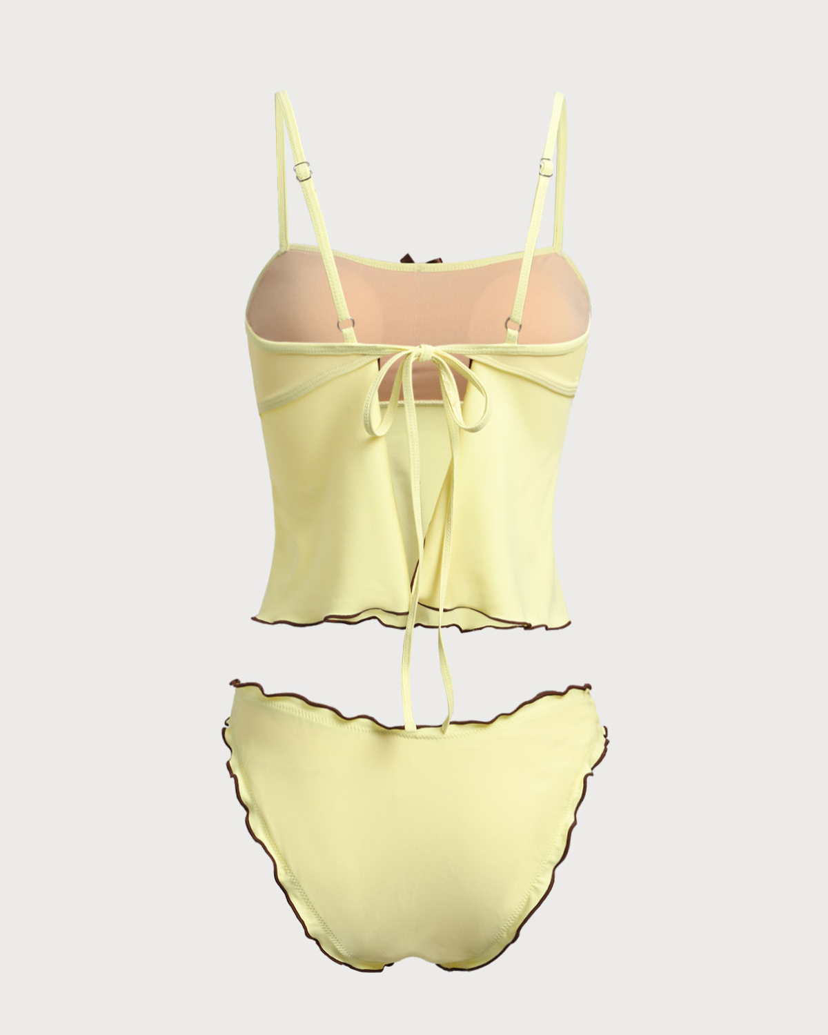 Sarı Kontrastlı Tankini Mayo