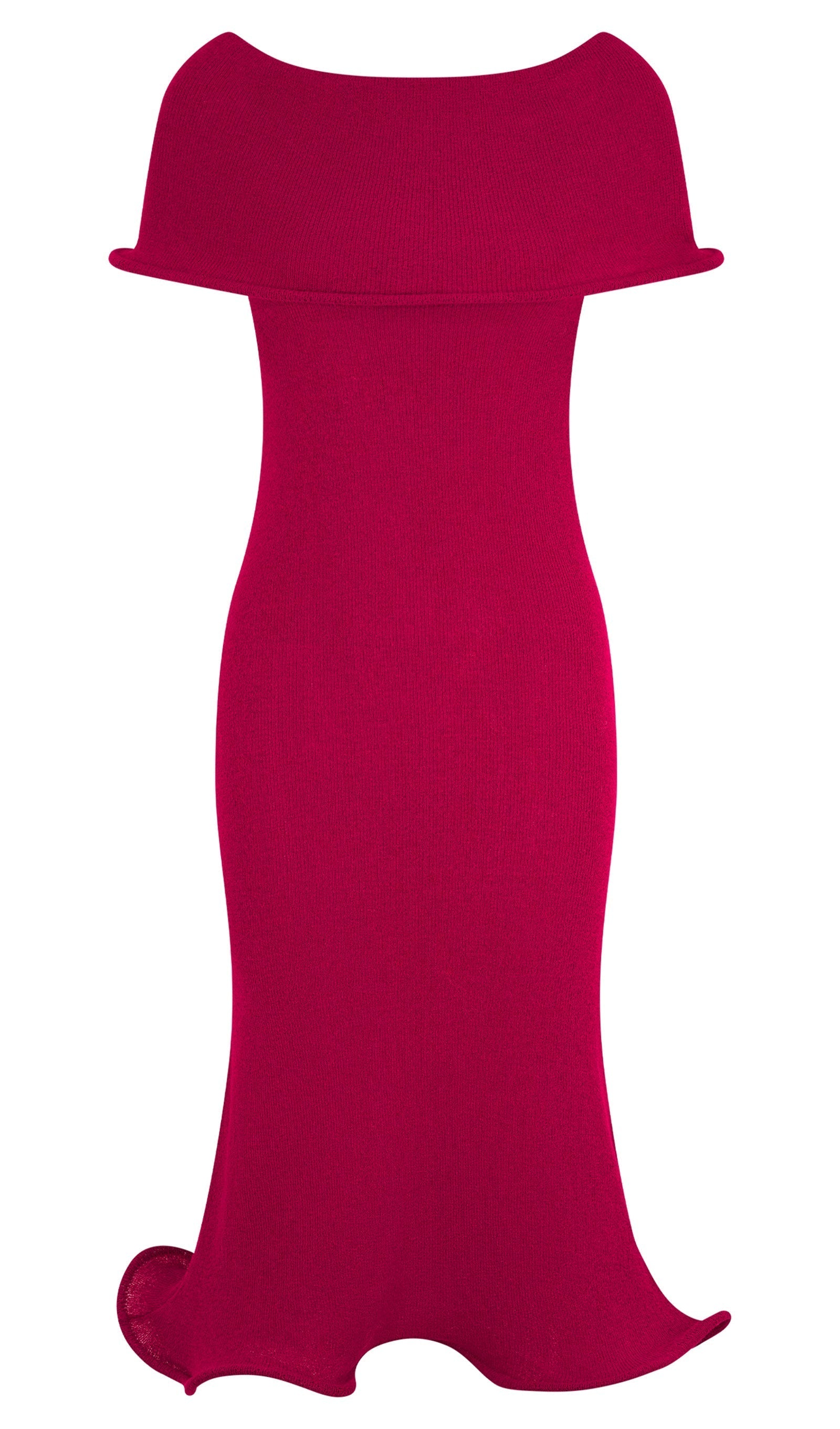 Omuz Açık Örgü Midi Elbise