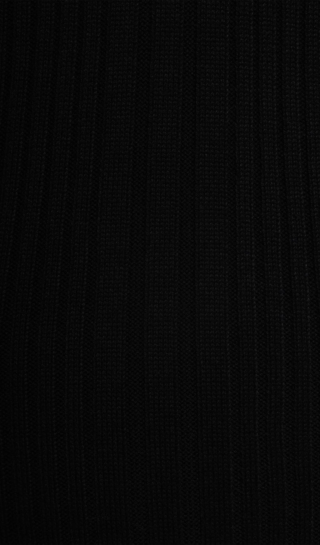 Dar Kesimli Kaburga Örgü Midi Elbise - Siyah