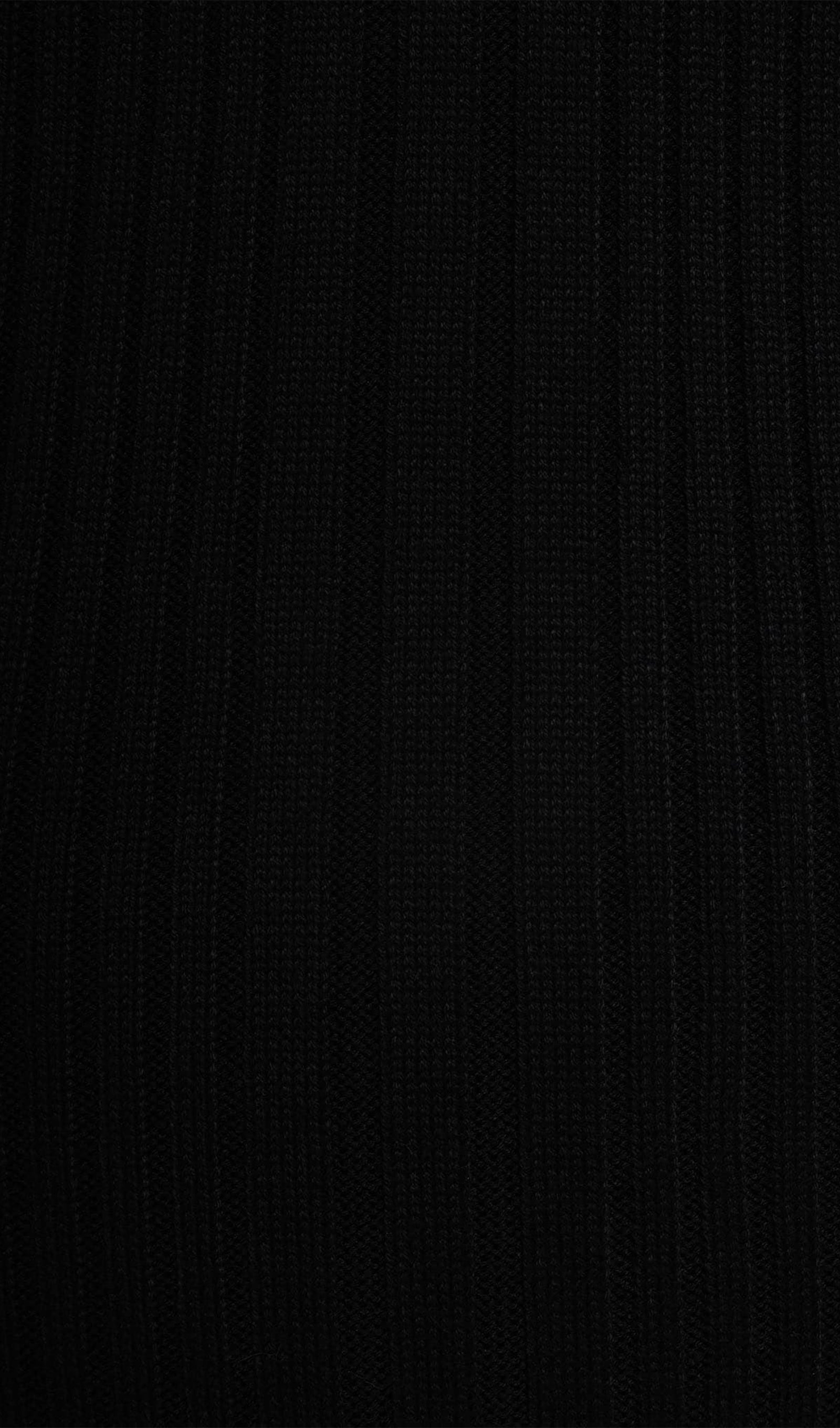 Dar Kesimli Kaburga Örgü Midi Elbise - Siyah