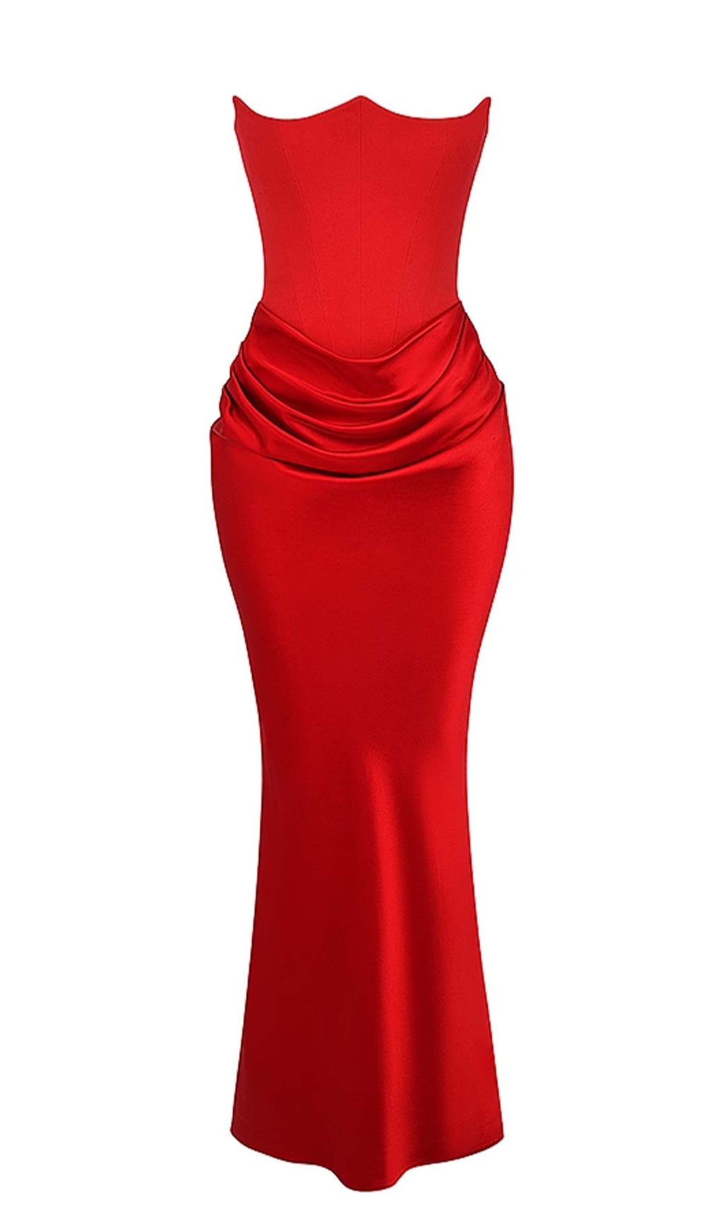 Omuz Açık Saten Uzun Elbise