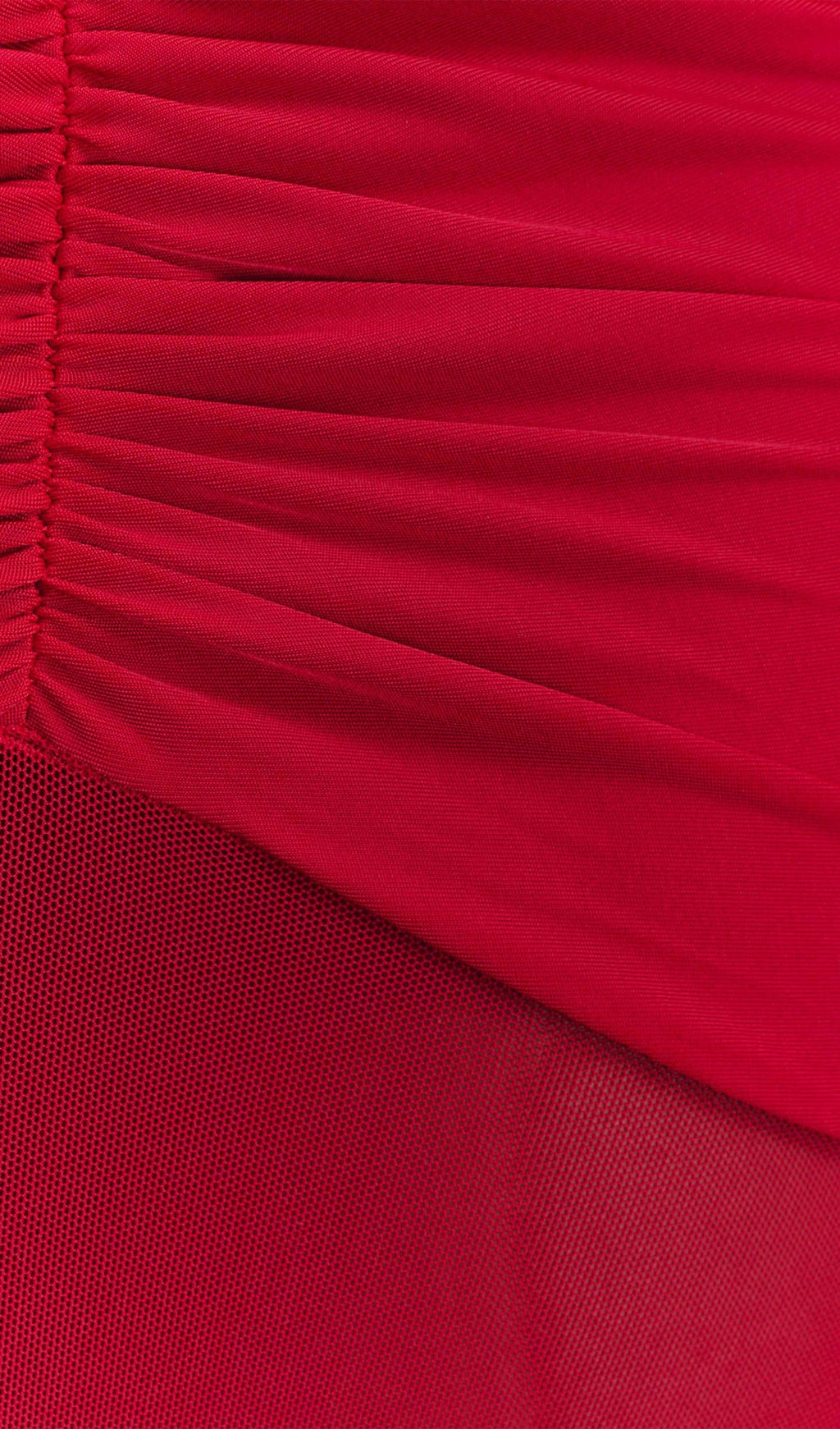 Kırmızı Slinky Ve File Maxi Elbise