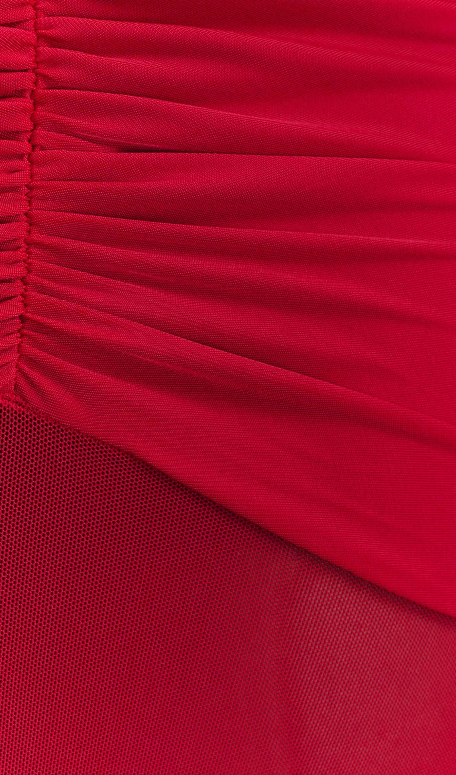 Kırmızı Slinky Ve File Maxi Elbise