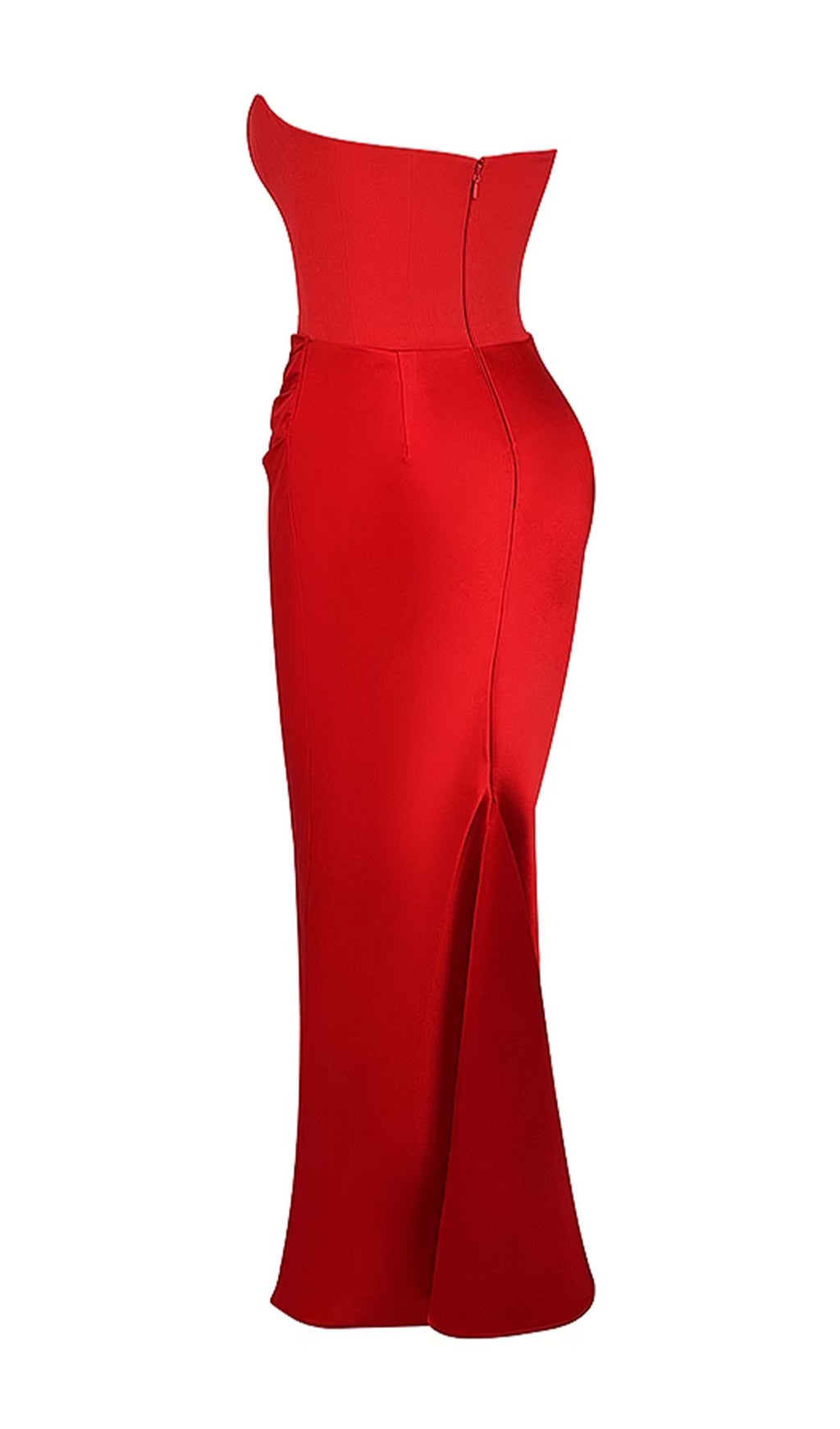 Omuz Açık Saten Uzun Elbise