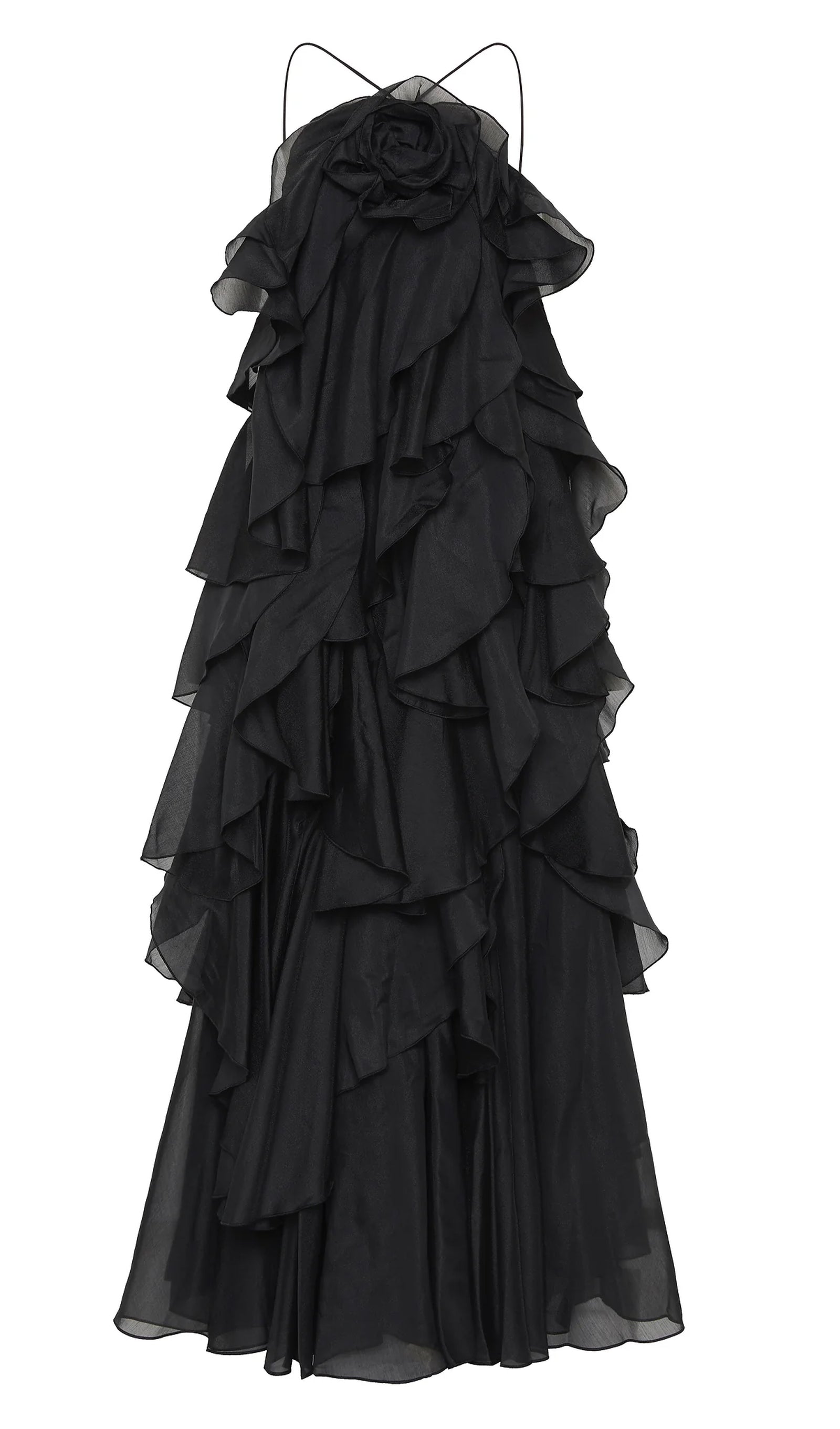 Askılı Katmanlı Uzun Elbise