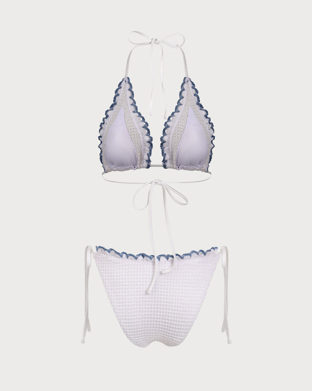 Beyaz Kontrast Dantel Bikini Takımı