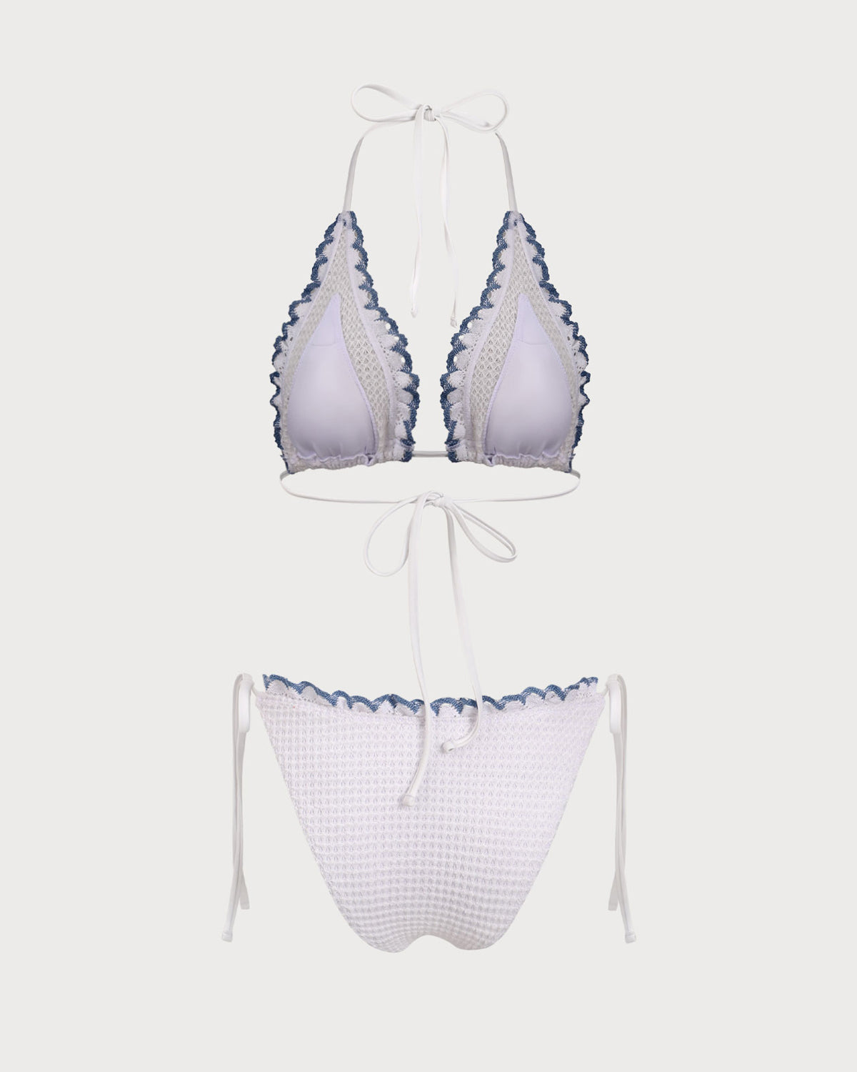 Beyaz Kontrast Dantel Bikini Takımı