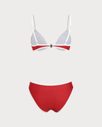 Kırmızı Kontrast Balenli Bikini Takımı