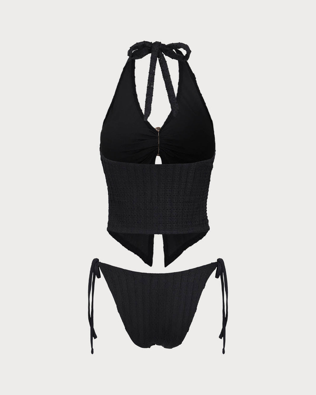 Siyah Kesme O-Ring Tankini Mayo
