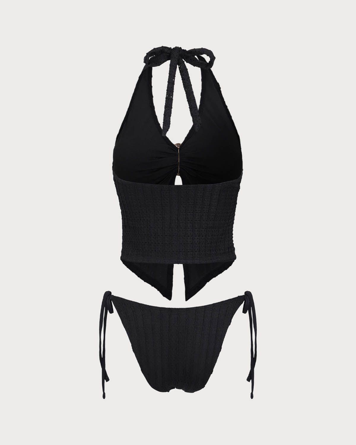 Siyah Kesme O-Ring Tankini Mayo