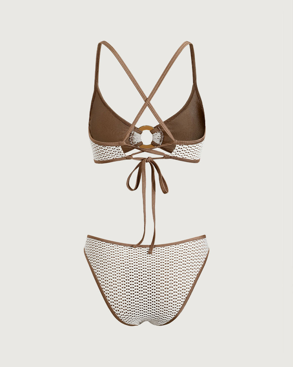 Kahverengi Kontrast O-Ringli Bikini Seti