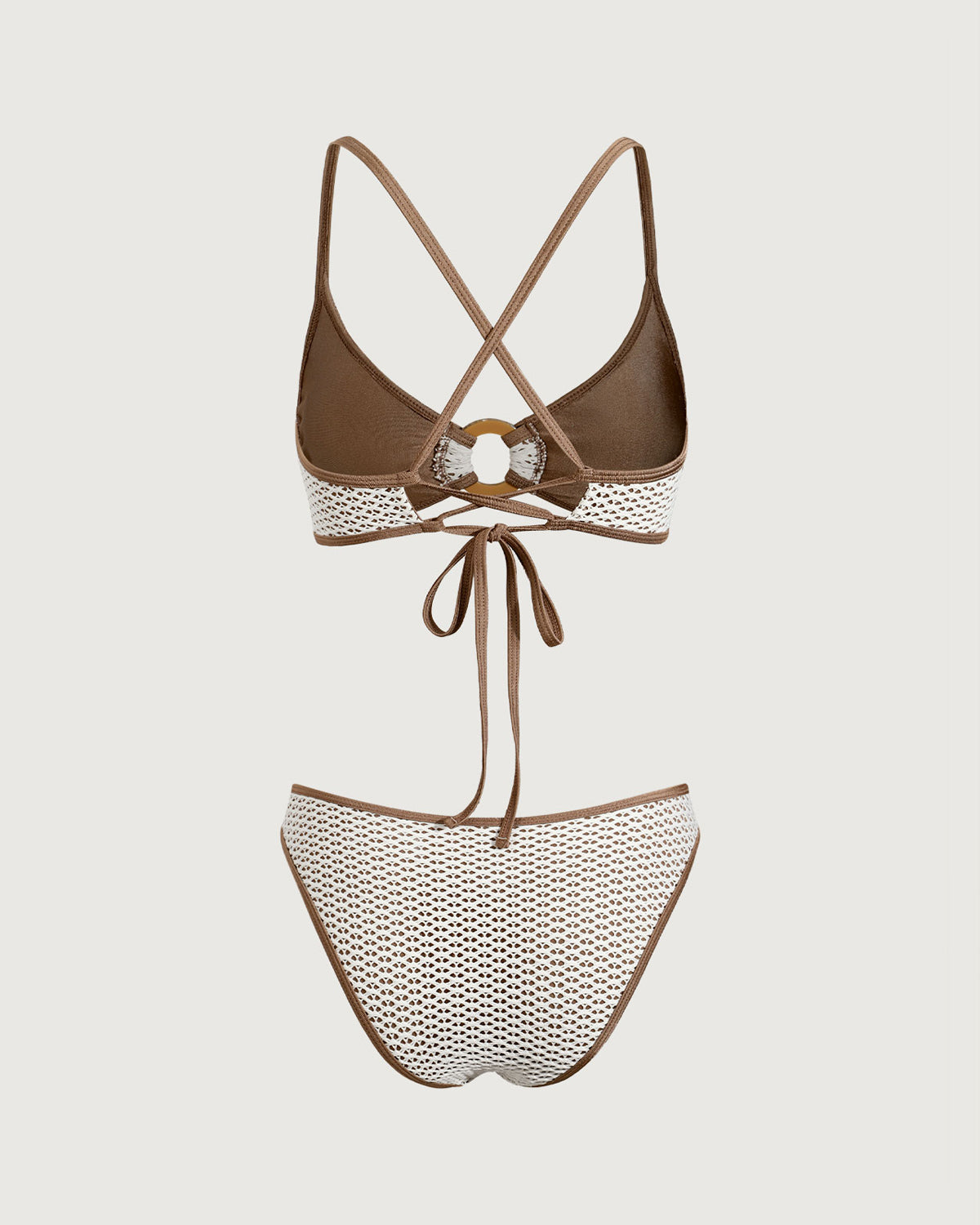 Kahverengi Kontrast O-Ringli Bikini Seti