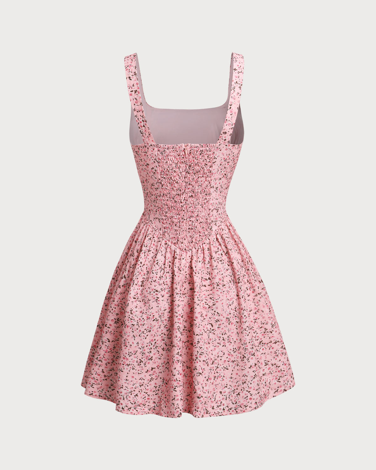 Pembe Çiçekli Dantelli Korse Slip Mini Elbise