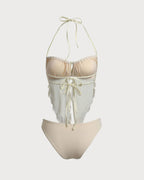 Beyaz File Dantelli Tankini Mayo