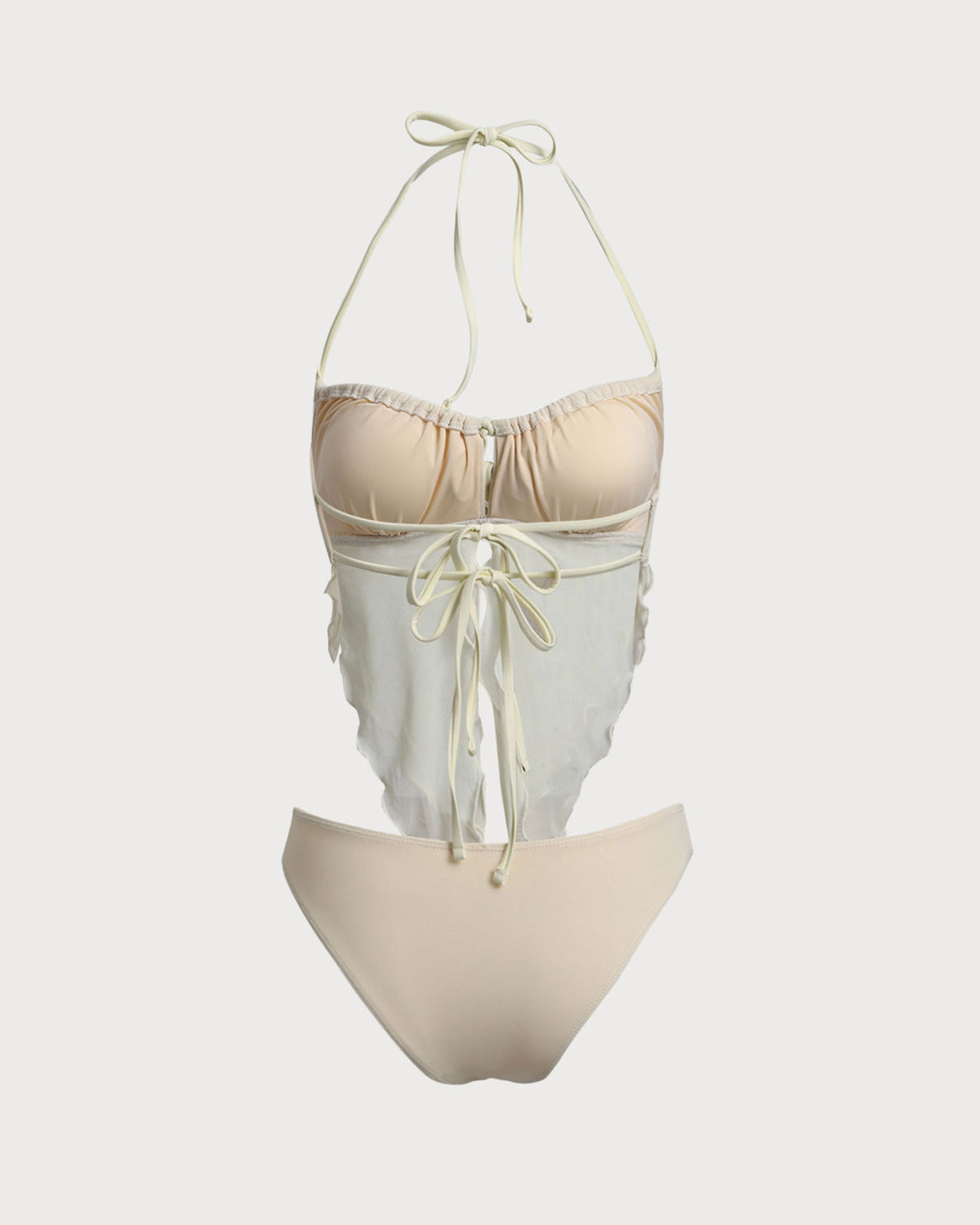 Beyaz File Dantelli Tankini Mayo