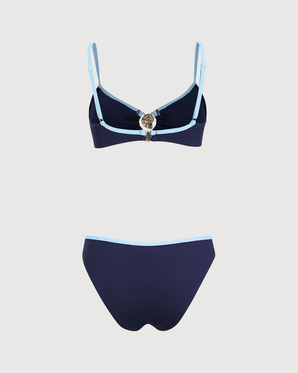 Mavi Kontrast Dokulu Bikini Takımı