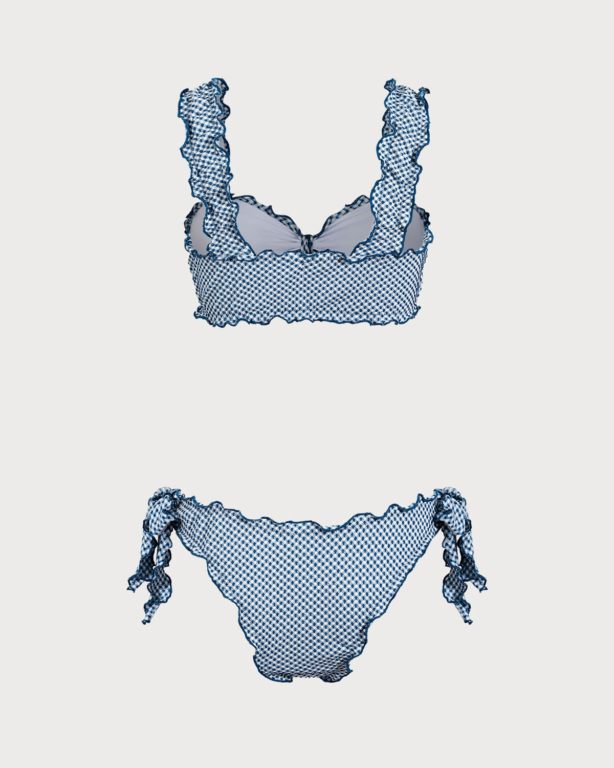 Mavi Ekose Düğümlü Bikini Takımı