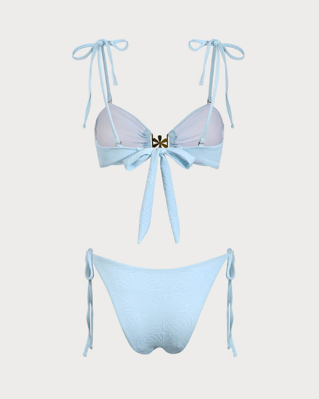 Mavi Dokulu Büzgülü Bikini Takımı