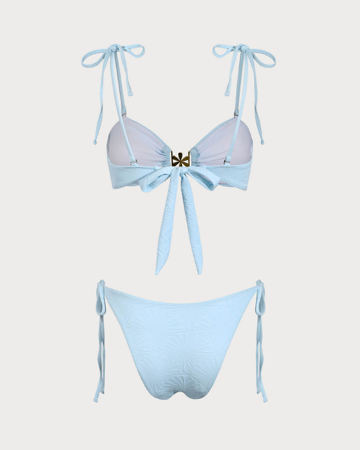 Mavi Dokulu Büzgülü Bikini Takımı