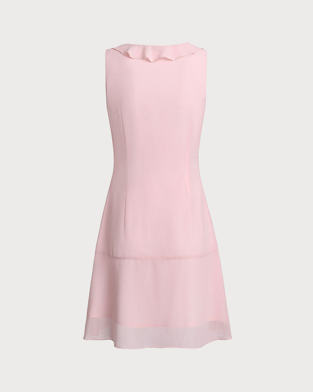 Pembe Fırfırlı Kolsuz Mini Elbise