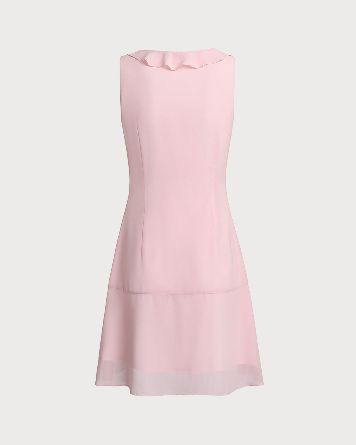Pembe Fırfırlı Kolsuz Mini Elbise