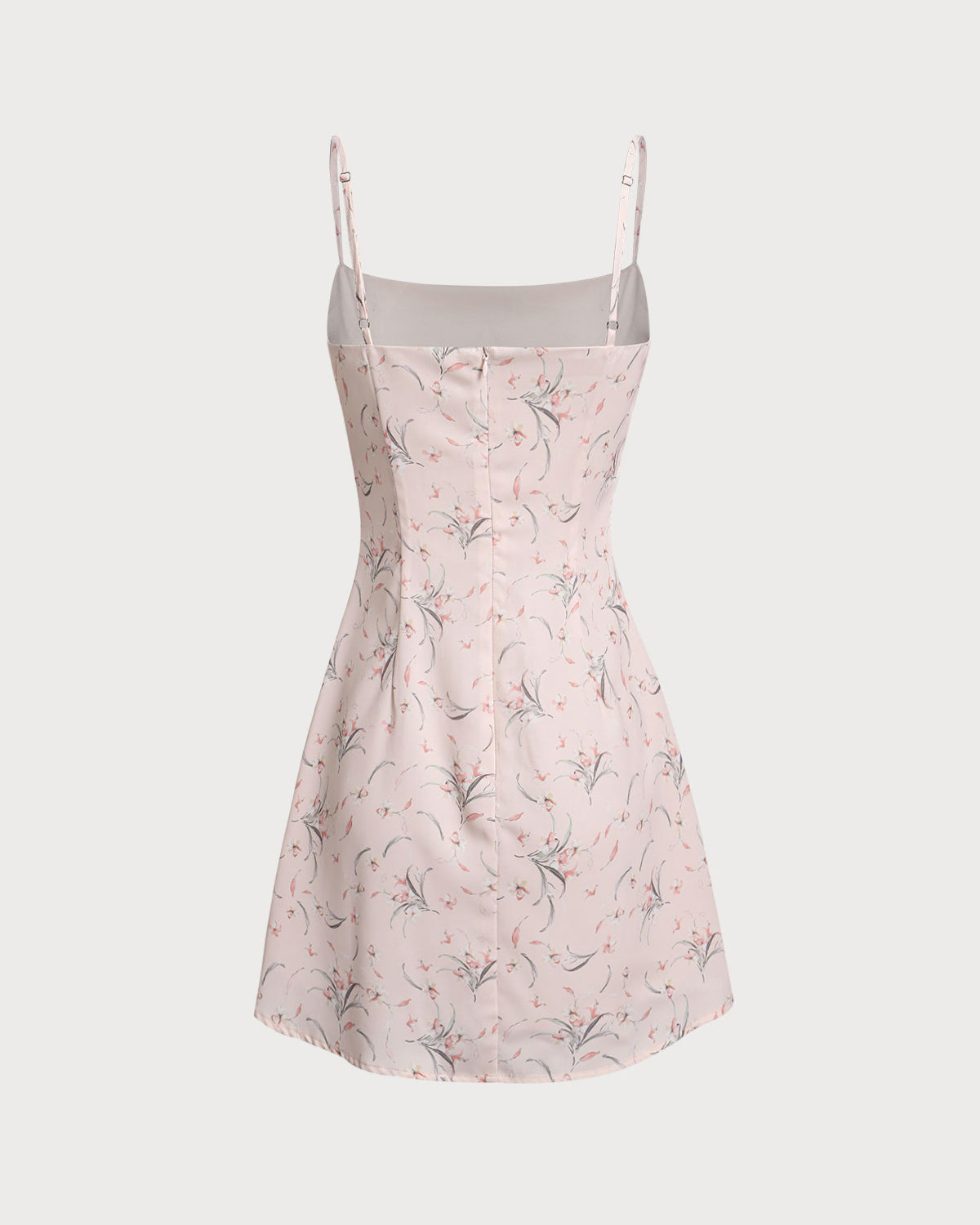 Pembe Çiçekli A Kesim Slip Mini Elbise