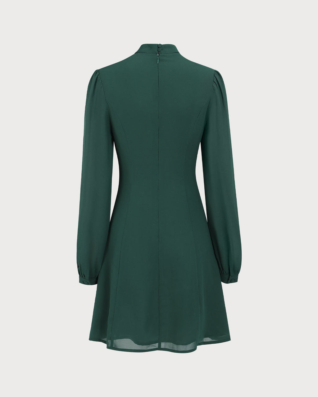 Yeşil Dik Yaka Transparan Yırtmaçlı Mini Elbise