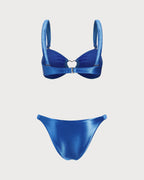 Mavi O-Ring Kesimli Bralette Bikini Seti