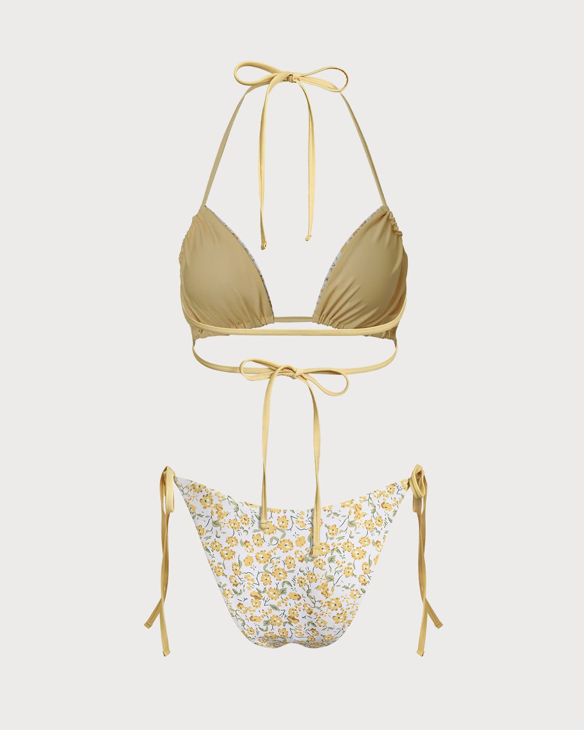Sarı Çiçekli Üçgen Bikini Takımı