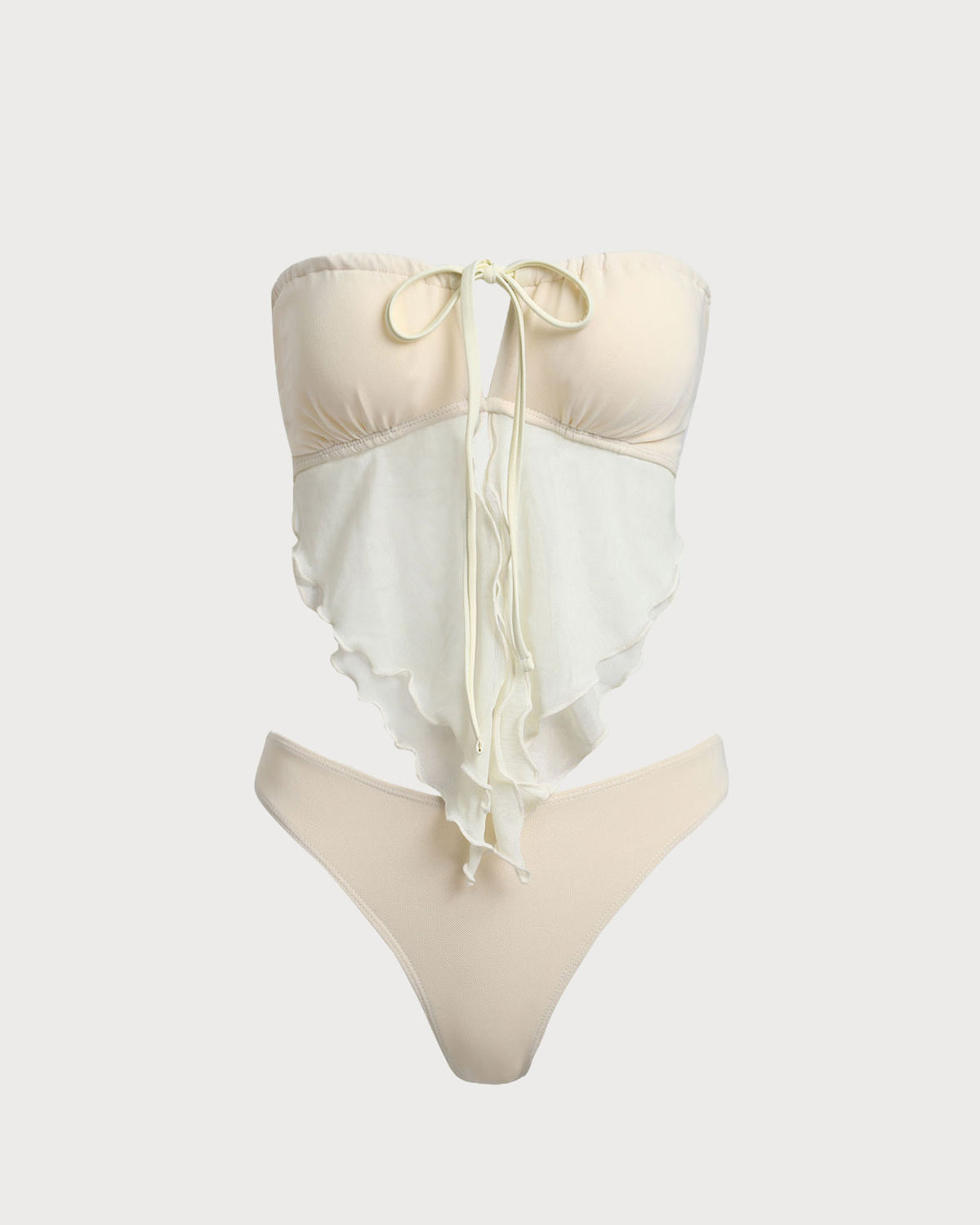 Beyaz File Dantelli Tankini Mayo
