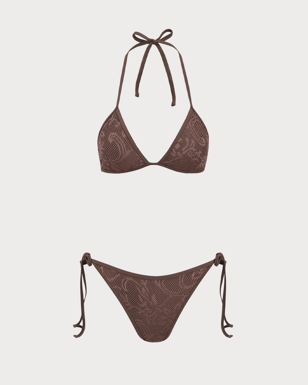 Kahverengi File Bikini Üçlü Takım