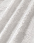 Beyaz Jakarlı Beli Lastikli Midi Etek