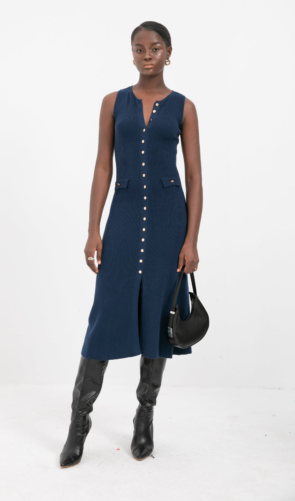 Trend A Kesim Örme Midi Elbise