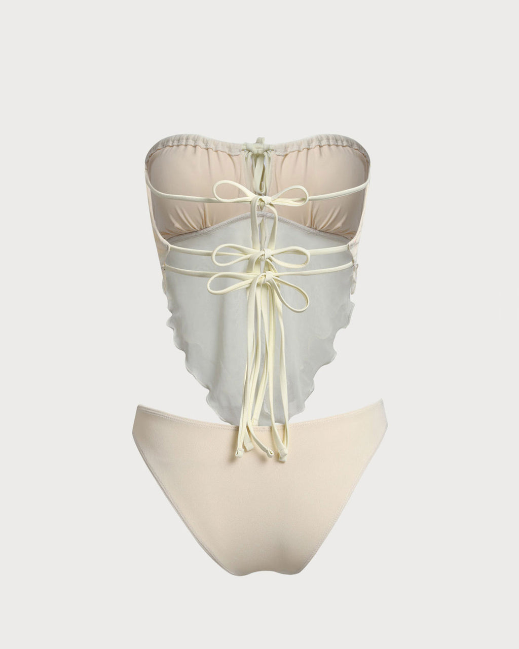 Beyaz File Dantelli Tankini Mayo