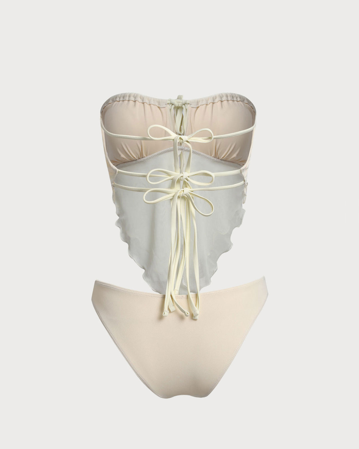 Beyaz File Dantelli Tankini Mayo