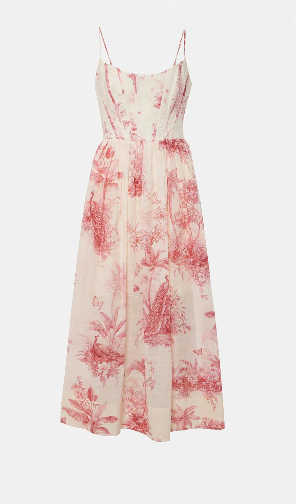 Baskılı Poplin Midi Korse Elbise