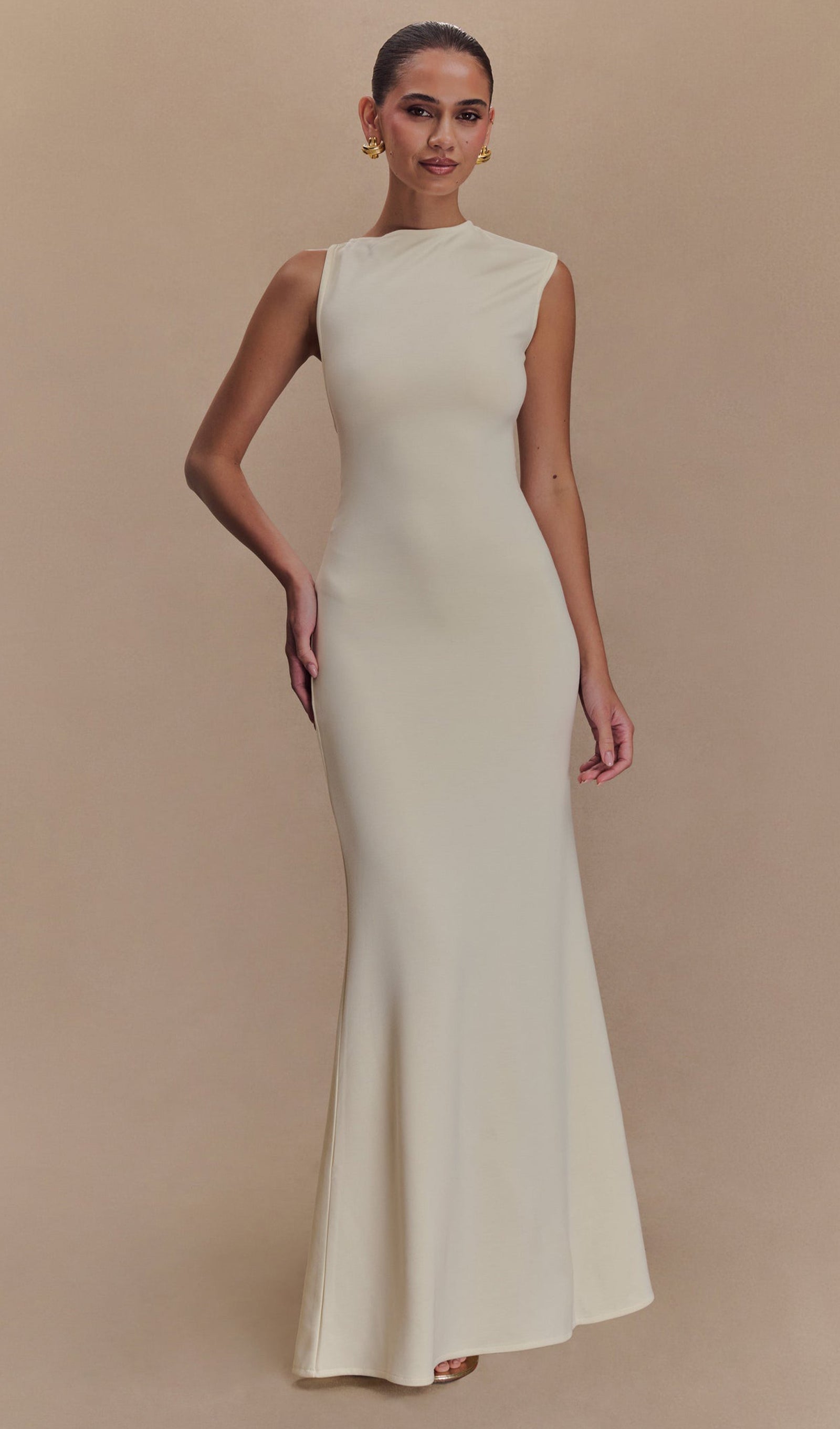 Scuba Jersey Kesimli Uzun Elbise