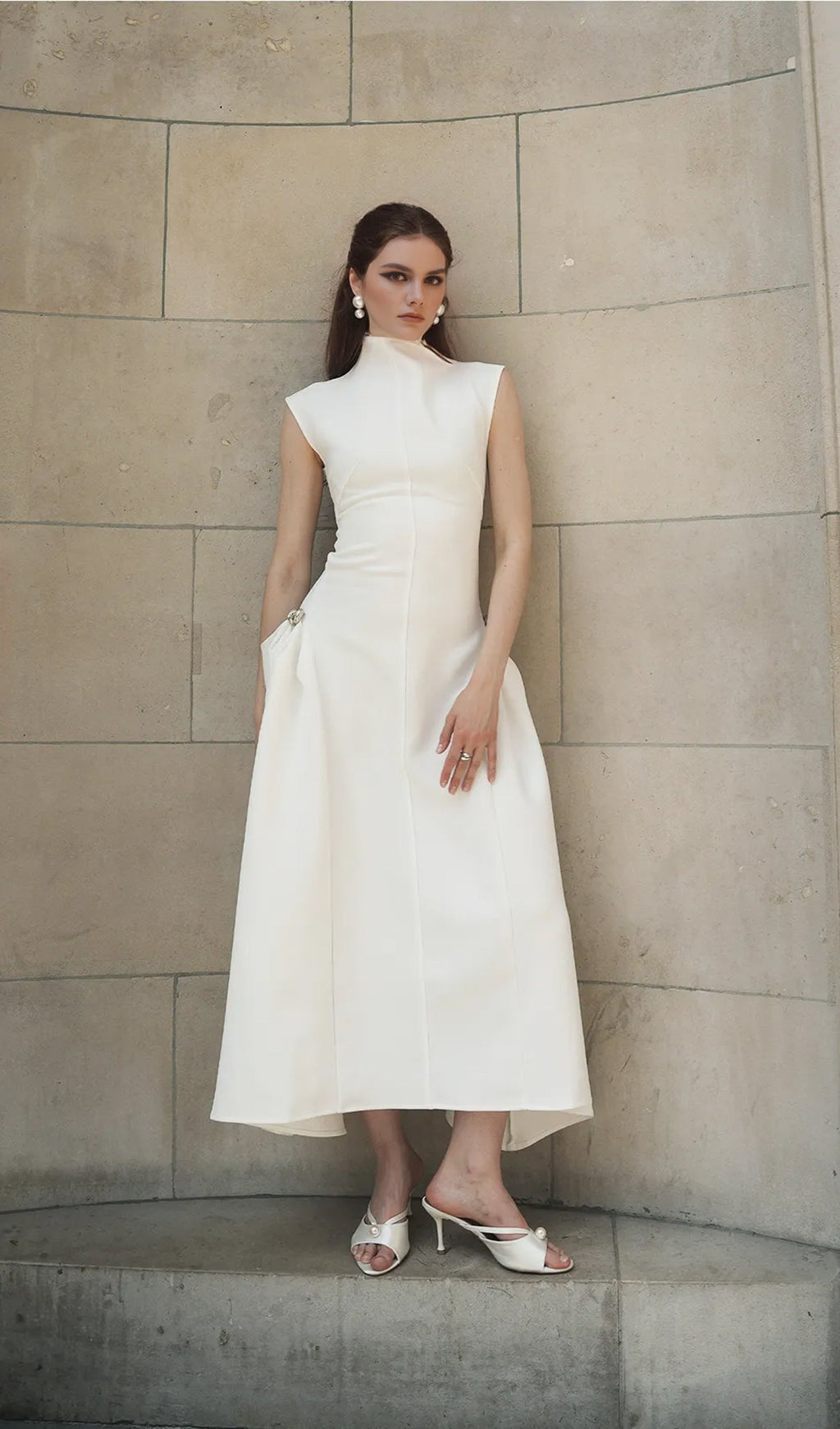 Kolsuz Twill Takım Elbise Midi Elbise