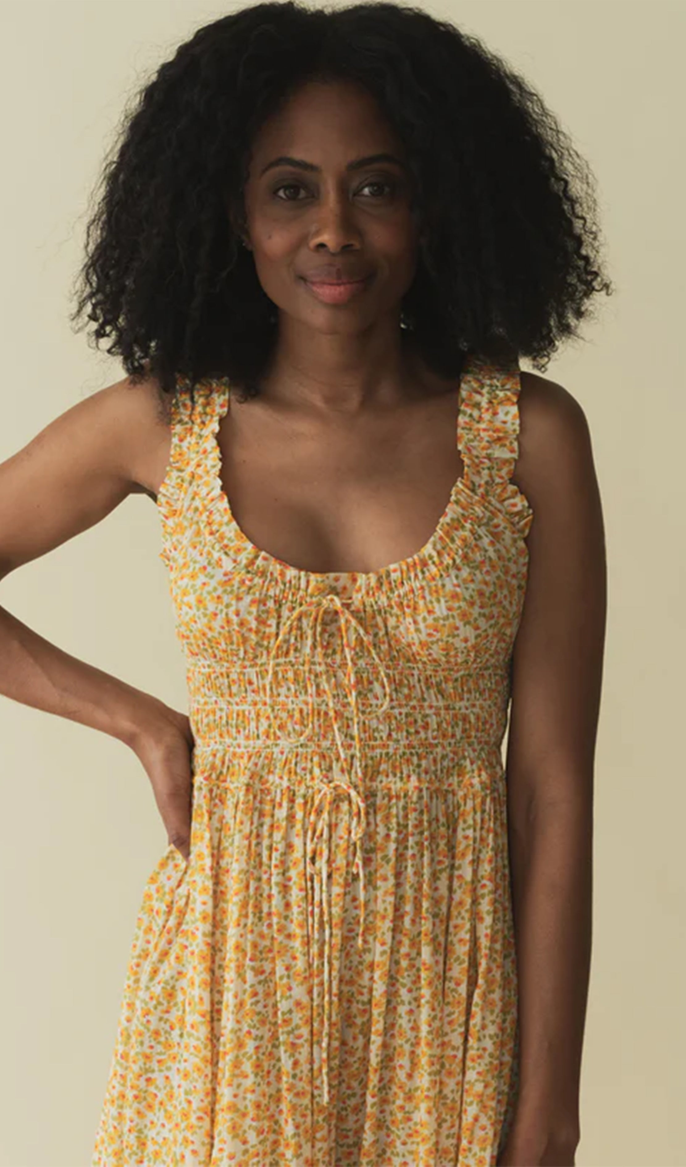 Ruffle Gingham Midi Slip Elbise