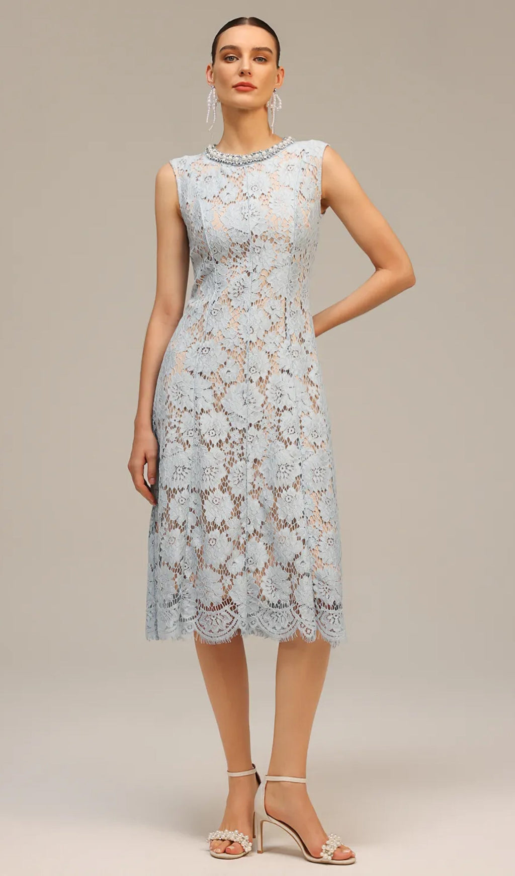 Kolsuz Elmas İnci Midi Elbise