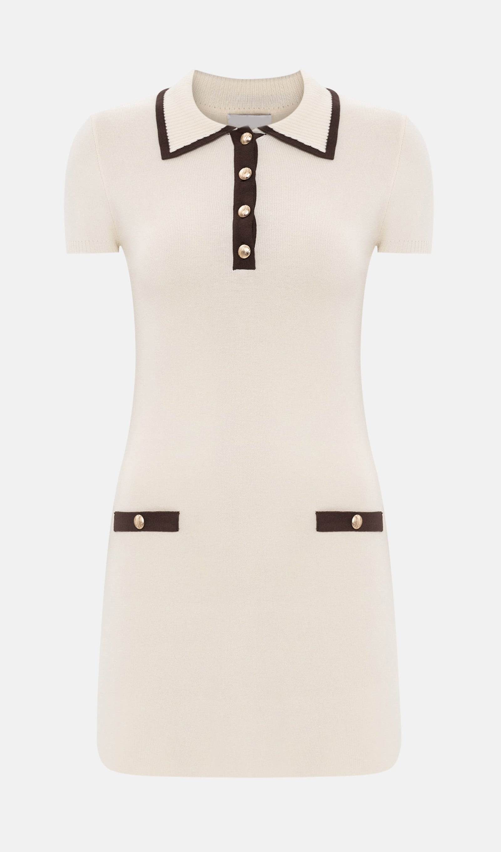 Kontrast Kenarlı Örme Mini Elbise