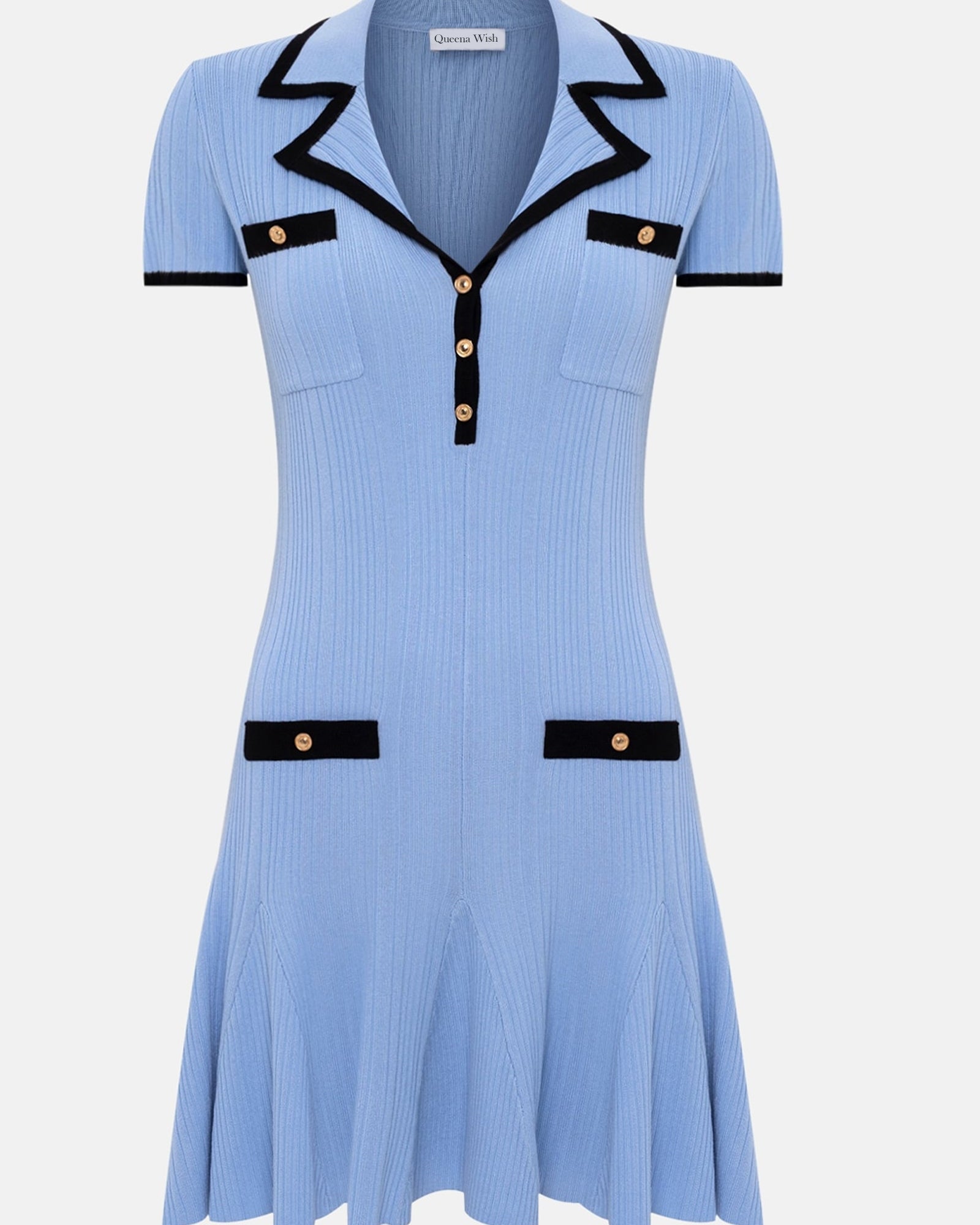 Kontrast Detaylara Sahip Mini Ribanalı Elbise