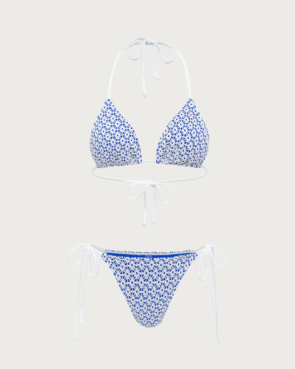 Mavi Geometrik Üçgen İpli Bikini Takımı