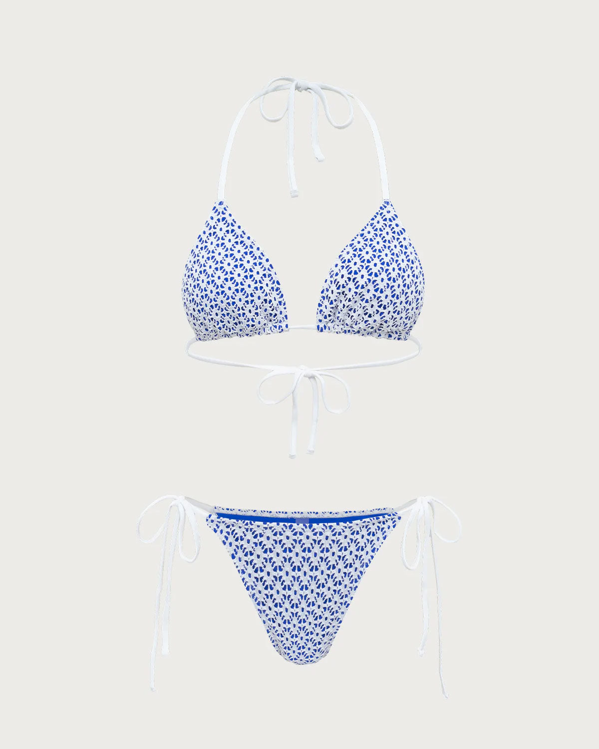Mavi Geometrik Üçgen İpli Bikini Takımı