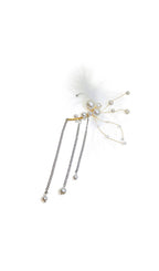 Tüy İnci Tırmanıcı Püskül Manşet Tek Küpe