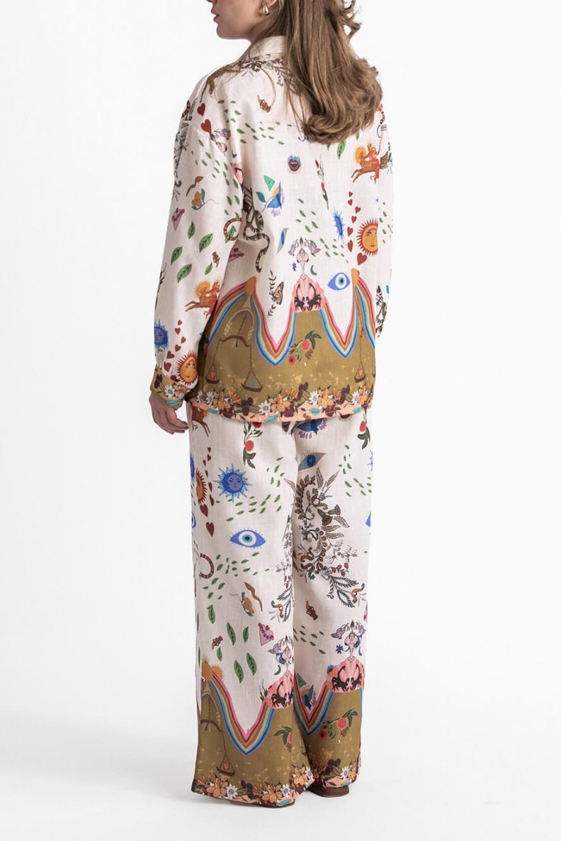 Etnik Desenli Bol Pantolon Takımı